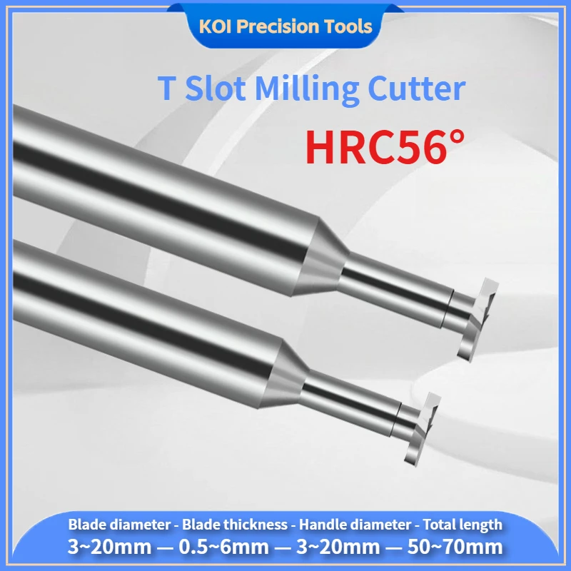 KOI T-type Groove End Mill Solid Carbide T Slot Milling Cutter Tools Tungsten Steel T-slot Cutter Tool for Aluminium Machining