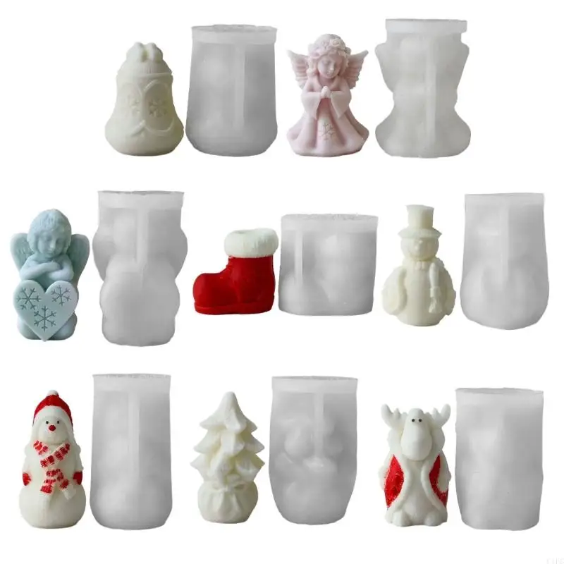 Moldes adornos Navidad C1FC Moldes artesanía silicona Textura silicona para artesanía