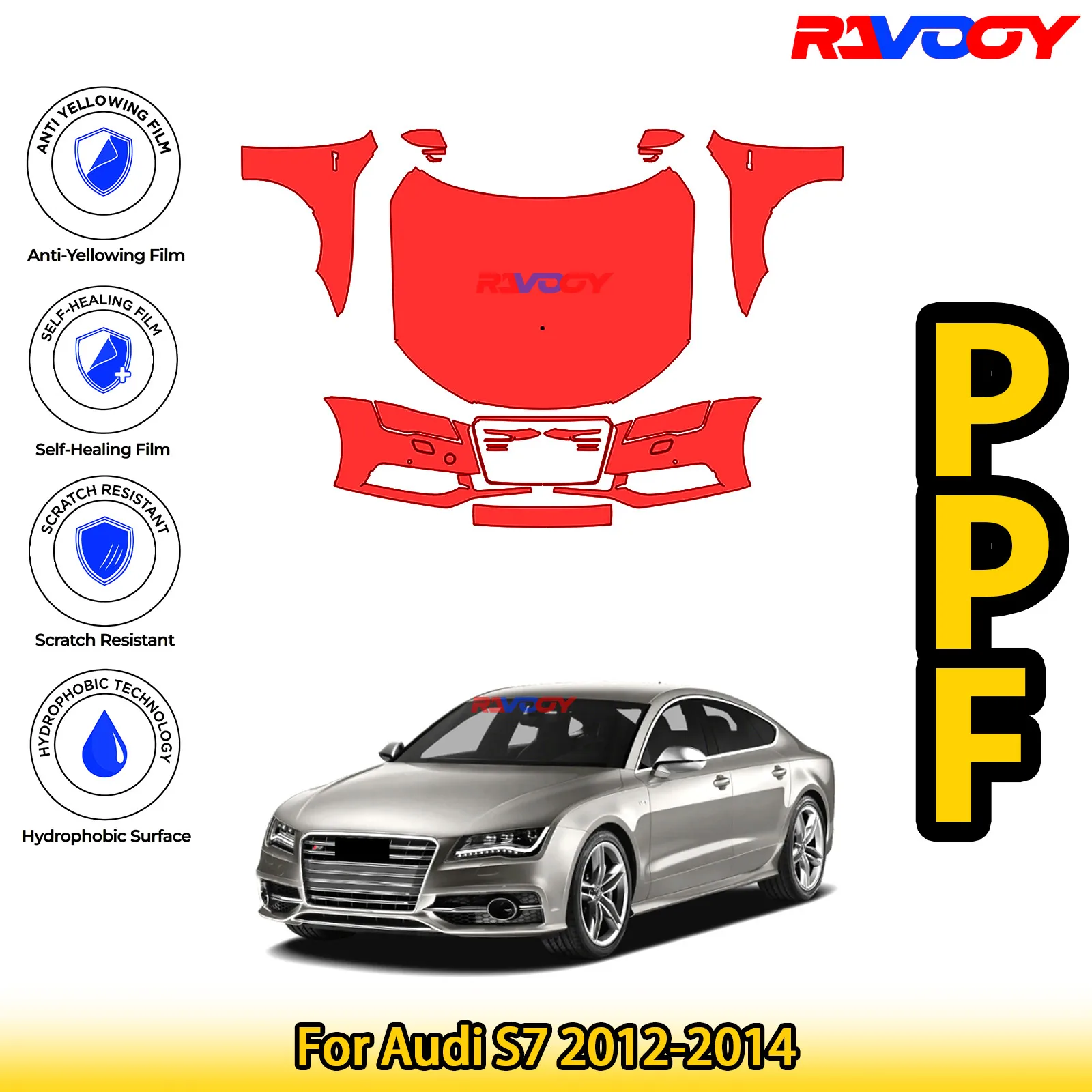 

For Audi S7 2012-2014 Glossy Matte Black Precut front PPF Kit Paint Protection Film