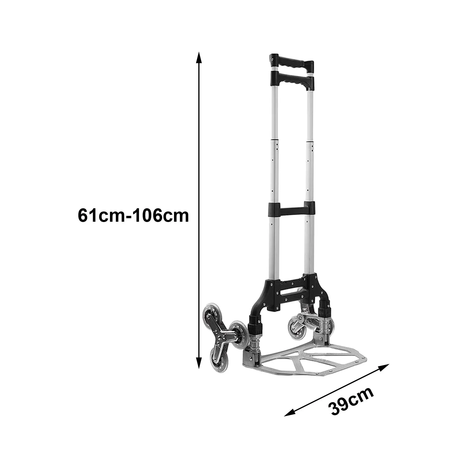 Portable Trolley Cart Aluminum Alloy with Wheels Upstairs Cargo FoldingTrolley Outdoor Step Climbing Travel Folded Trolley