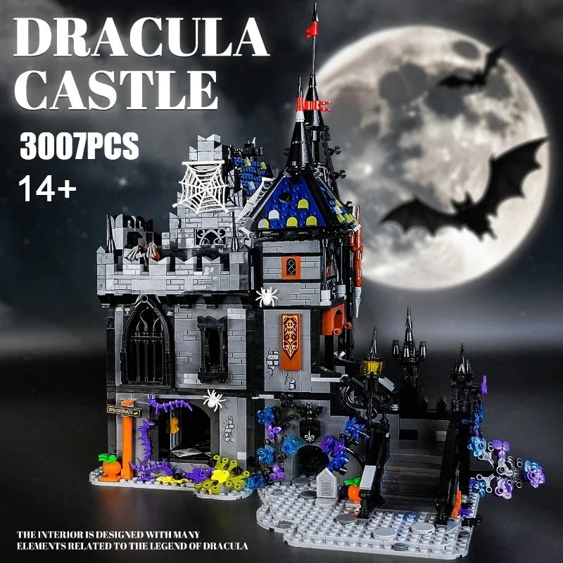 3007 قطعة قلعة دراكولا الإبداعية اللبنات القلعة القوطية العمارة البناء الطوب لعبة هدية للطفل الكبار الصبي #1