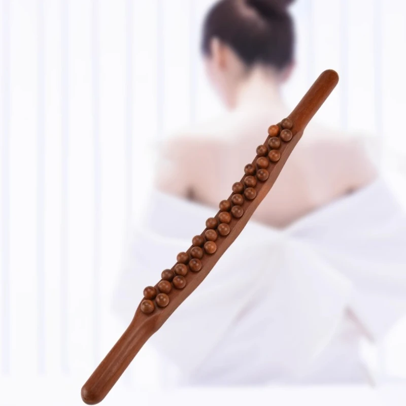 Premium 31-Bead Wooden Massage Stick  Acupressure Rolling Pin Massager for Home & Spa  Full Body Pain Relief & Muscle Therapy