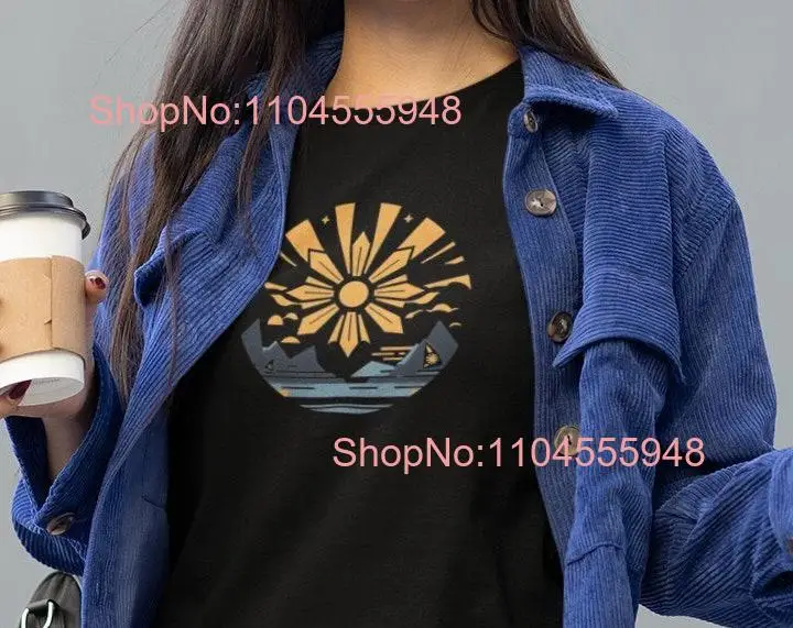 خمر الفلبينية الشمس تي شيرت الرجعية الفلبين التراث الأزياء الحد الأدنى بينوي فخر الآسيوية طويلة أو قصيرة الأكمام #1