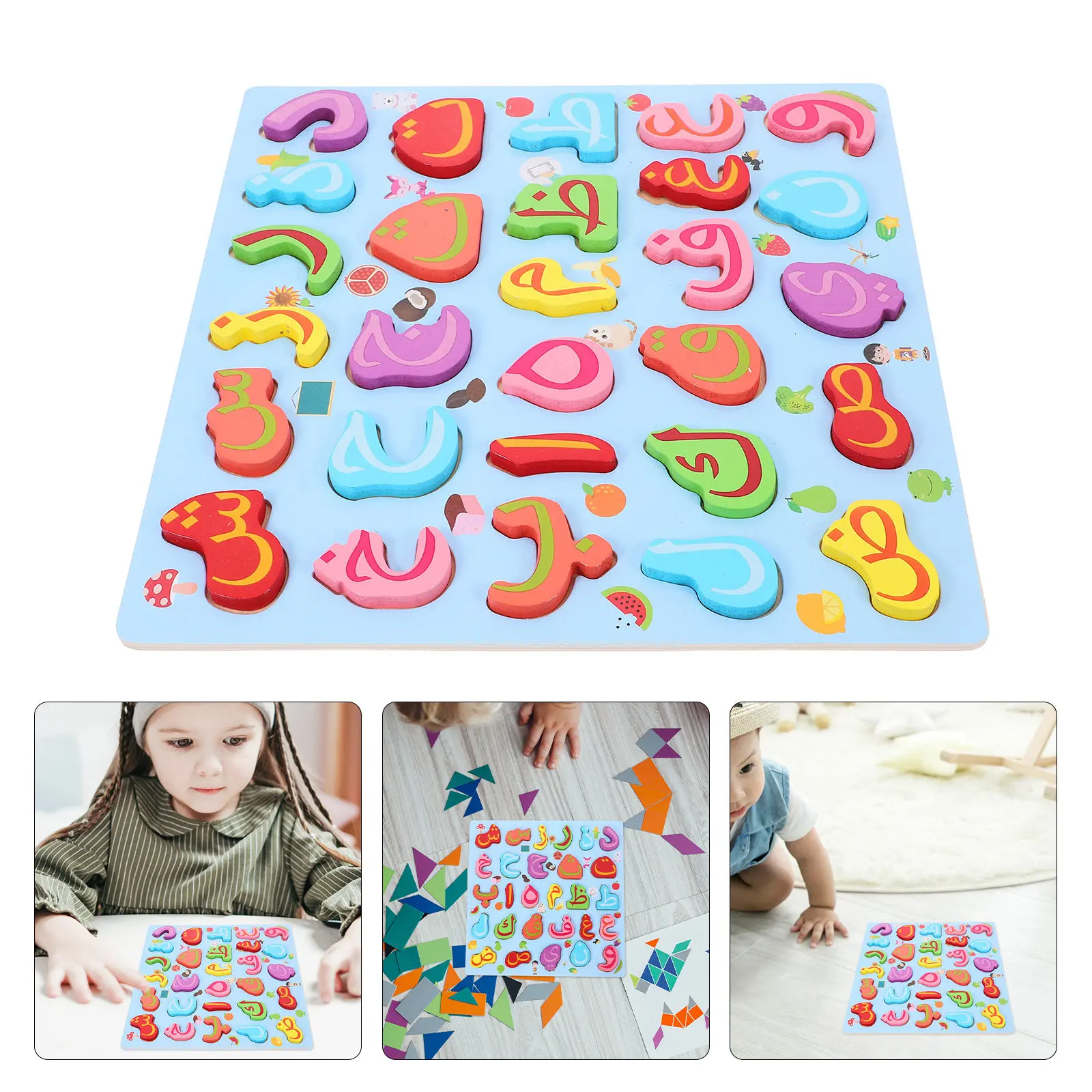 

Arabic Alphabet Wood Puzzle for Early Education Montessori Letter Recognition Learning Game for Kids Alphabet Words Puzzle