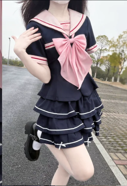 Summer New Sweet Age Reduction Jk College Short Sleeve Shirt Fashion High Waist A-line Versatile Pleated Skirt Youthful Sets
