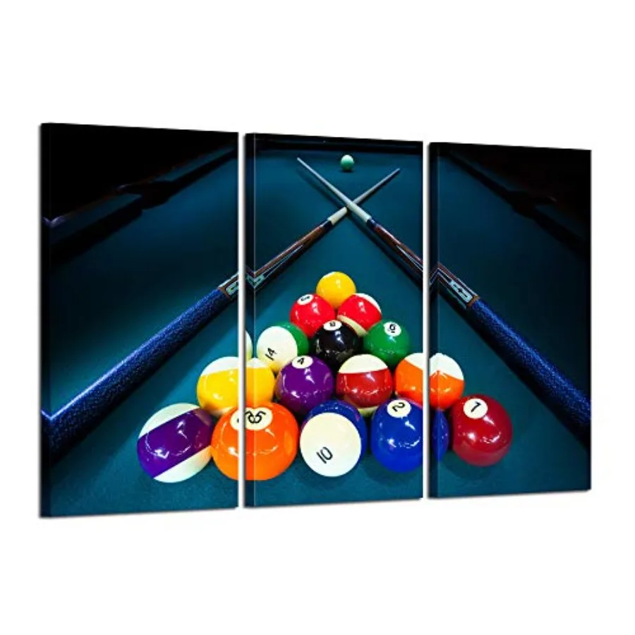 

Large 3 Pieces Canvas Prints Cool Billiards Ball Pool Snooker Printed Painting Canvas Wall Art Picture Home Décor for Bar Art S