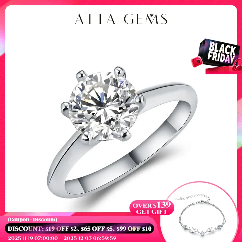 

Classic Six Claw 1ct~3ct Moissanite Ring Round Brilliant Cut Diamond Test Passed Moissanite Diamond Solitaire Rings for Women
