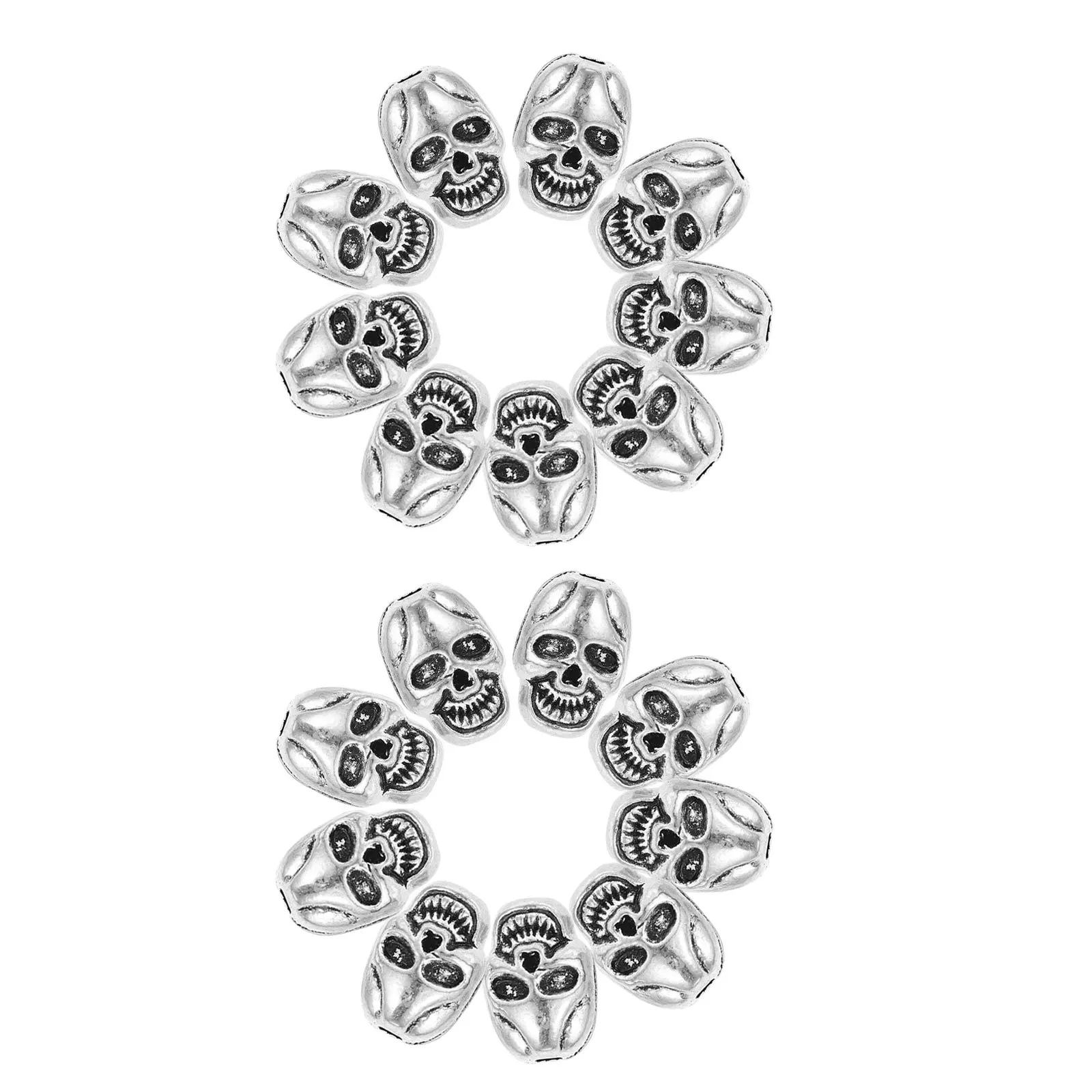 

50Pcs Exquisite Skull Head Charms DIY Jewelry Beads Silver Necklace Bracelet Accessories Unique Gift Craft Supplies