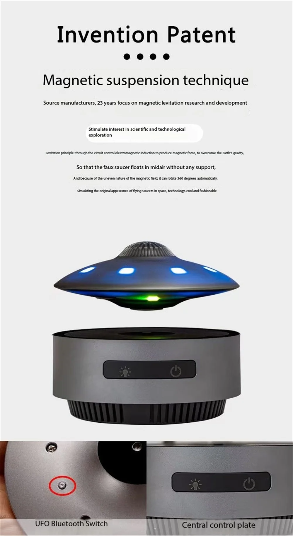 HCNT Maglev UFO Audio Bluetooth Black Technology Audio Desktop Decoration Christmas Gift Holiday Gift