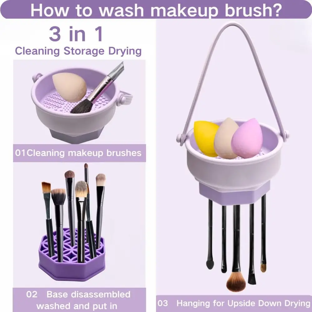 Tragbare 3-in-1-Matte für Make-up-Pinsel, zum Aufhängen, Mehrzweck-Make-up-Pinsel-Wäscheständer, Silikon-Wäscheständer