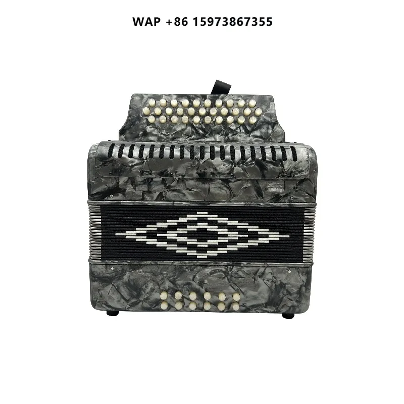 OEM Professional Diatonic Accordion Instrument 31 Buttons & 12 Bass Student Grey Celluloid White Buttons JB3112A Model