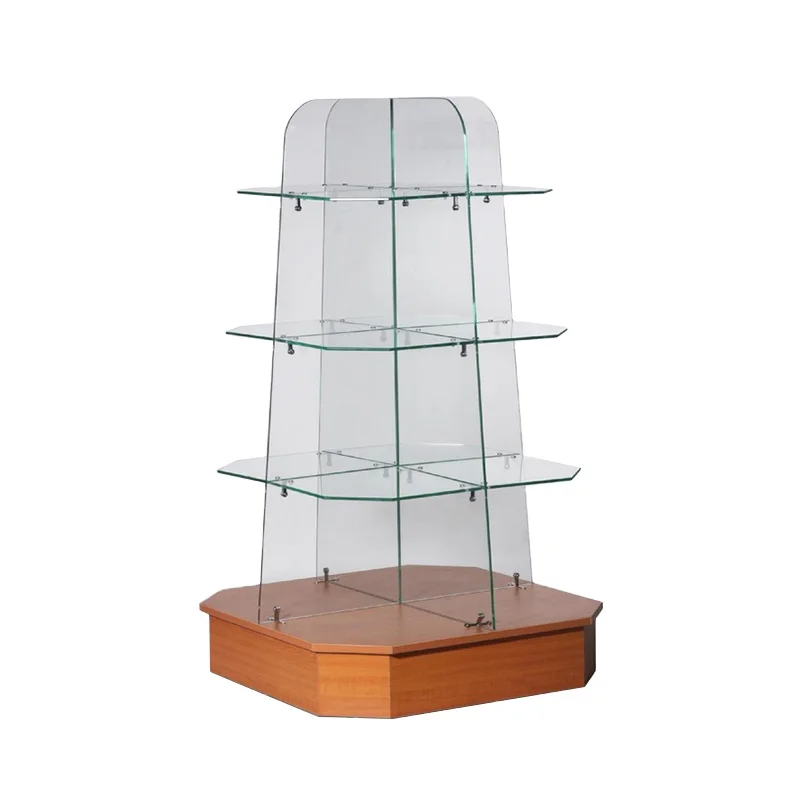 custom.Factory 4 layer glass shelf glass display shelves rack for shop display