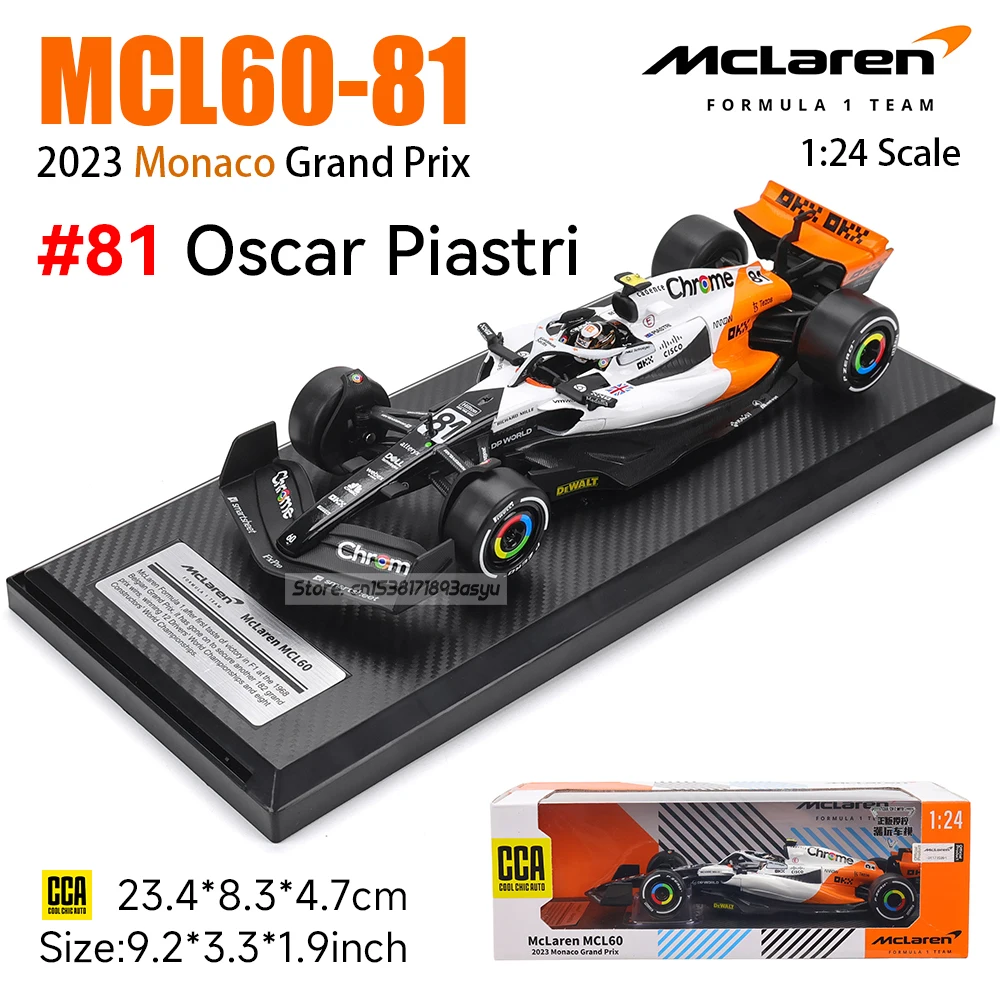 cca-msz-1-24-2023-ホワイト-モナコ-バージョン-マクラーレン-f1-mcl60-4--ランド・ノリス-81--オスカー・ピアストリ-合金製カーモデル-おもちゃシリーズ-コレクション