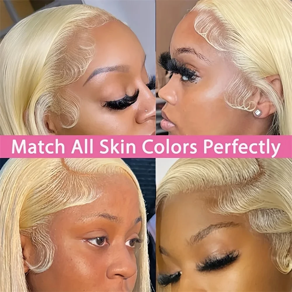 Perruque Brésilienne Naturelle Cheveux Lisses, Blond Miel 613, 13x6, 13x4 HD, 30 Pouces, pour Femme