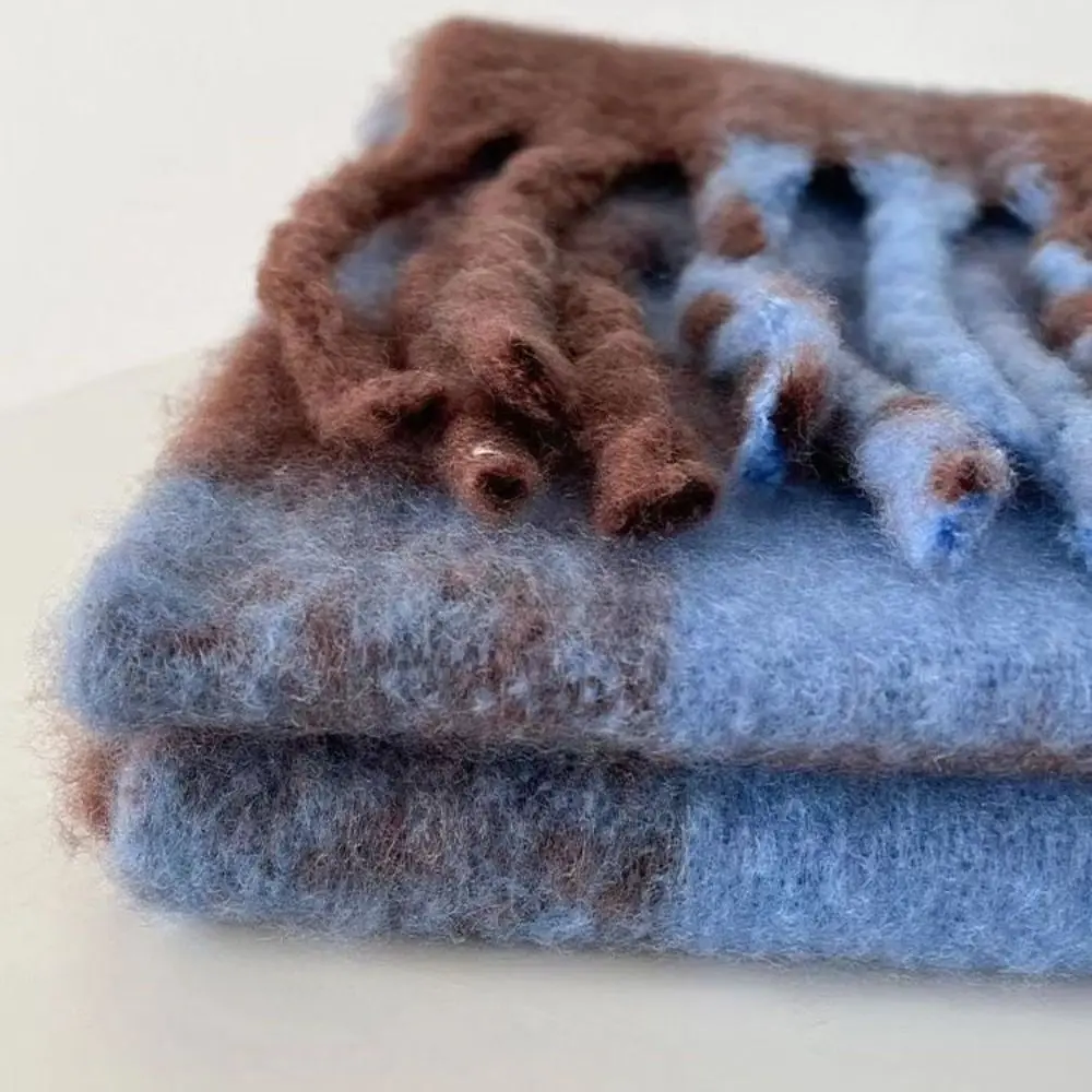 

Новый теплый зимний кашемировый шарф с мягким полосатым узором, длинные шарфы с кисточками, клетчатая мохеровая утолщенная шаль для женщин