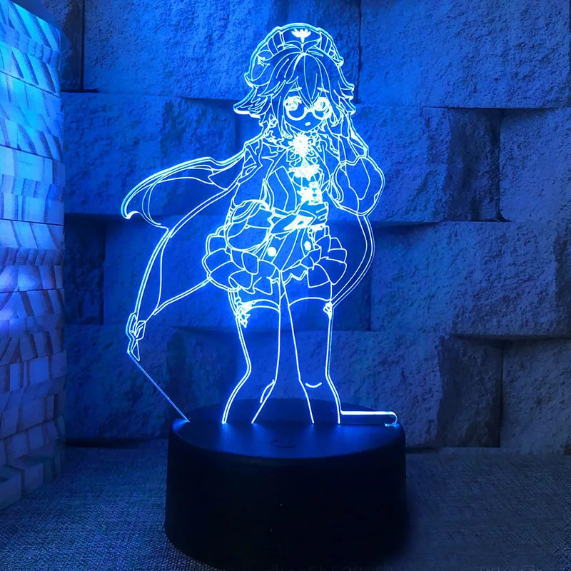 Genshin impact Sucrose Anime Figure 3d Led Night Light For Bedroom Lava Lamp Manga Room Decor Children's Christmas Gift