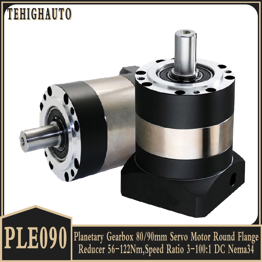 

Planetary Spur Gearbox 80/90mm Servo Motor Round Flange Reducer 56-122Nm,Speed Ratio 3-100:1 DC Nema34 Stepper Motor 7-12arcmin