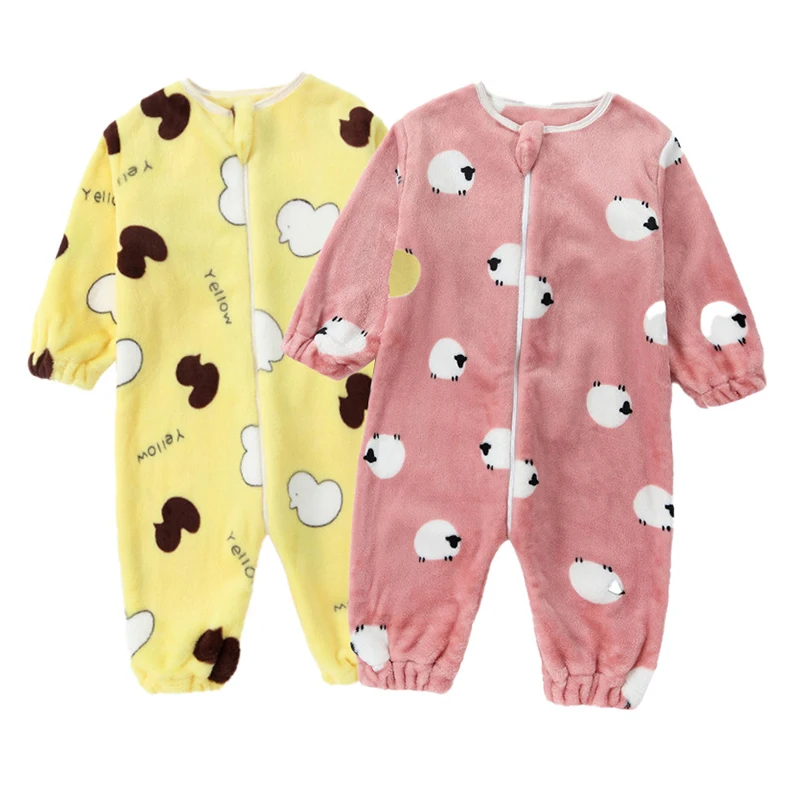 Kids Flannel Pajamas Boys Girls Cartoon Long Sleeve T-Shirt Top + Pants Baby Autumn Winter Sleepwear Underwear Clothes Sets