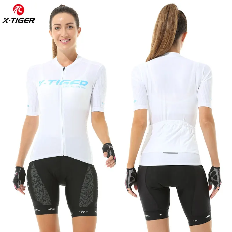 

X-Tiger Women Cycling Suit Short Sleeves Summer Cycling Jersey Set Breathable Bike Jersey Women Cycling Clothes