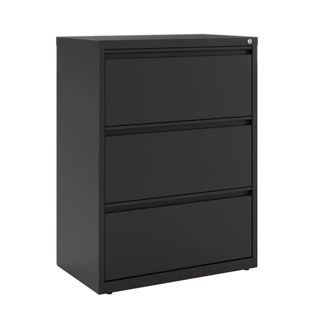 Metal 3 Drawer Lateral File Cabinet 30-in Wide Office Storage Black, Customized