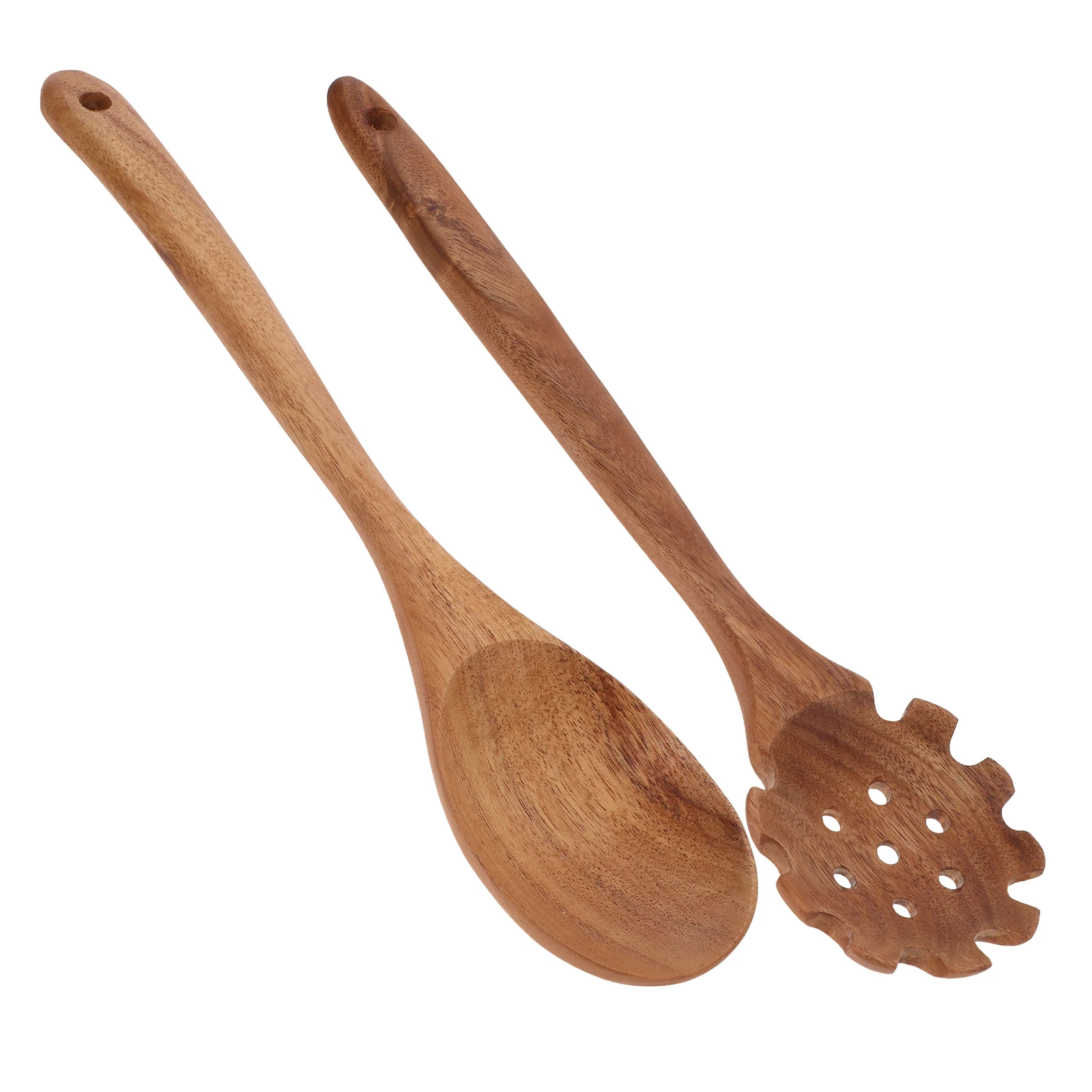 

2pcs Wooden Kitchen Utensil Long Handle Non-Stick Heat Resistant Wood For Home Restaurant Kitchen Supplies