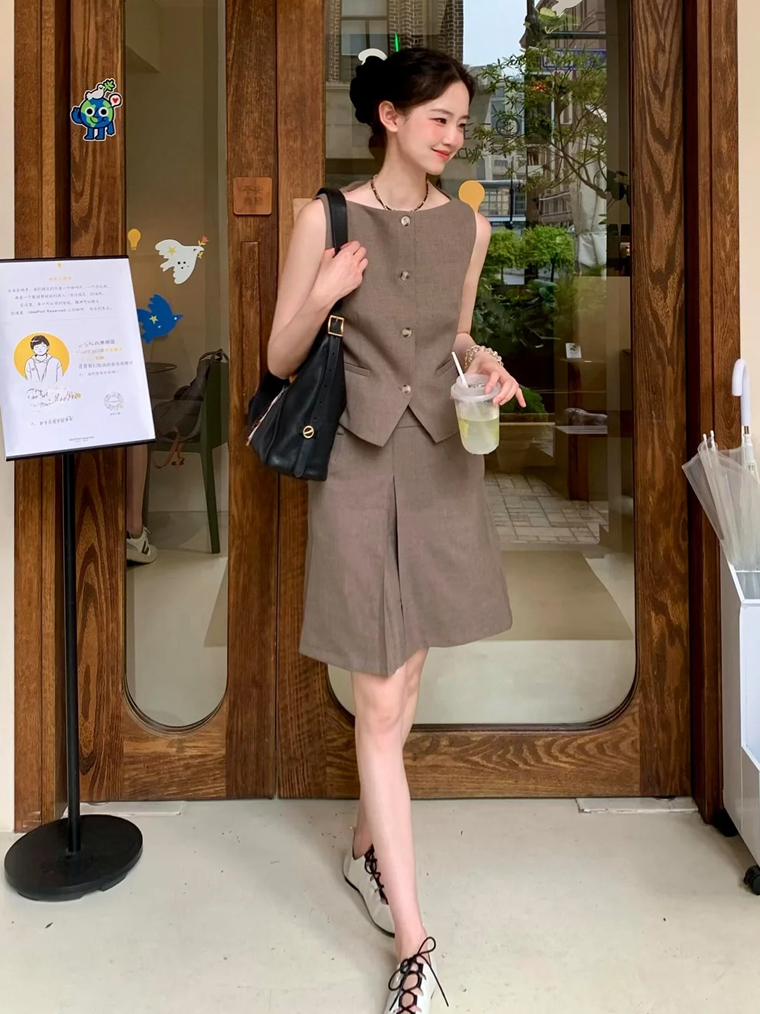 High-End Linen Suit Set Women Early Autumn 2026 Simple Slimming Vest Midi Skirt Two-Piece Set Fashionable Casual Style