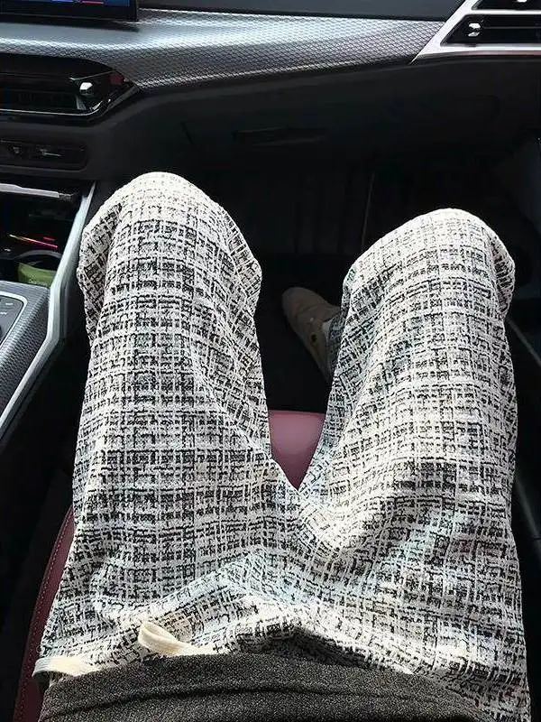 

Текстурированные брюки в клетку с широкими штанинами, повседневные, унисекс, осенне-зимние, свободного кроя, прямые, в пол, в американском стиле, для отдыха