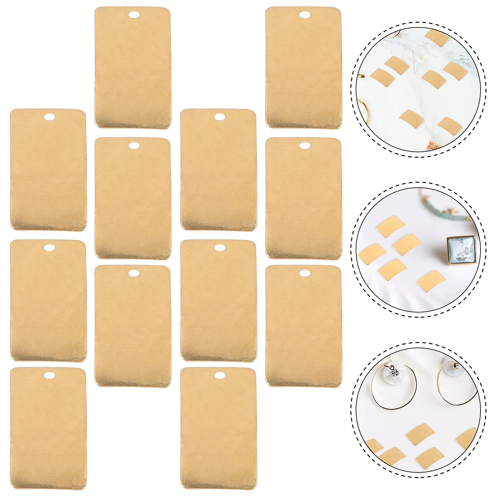 

25Pcs Copper Plate Brass Sheet Rectangular Single Hole Metal Sheets for DIY Jewelry Crafts Party Wedding Decorations