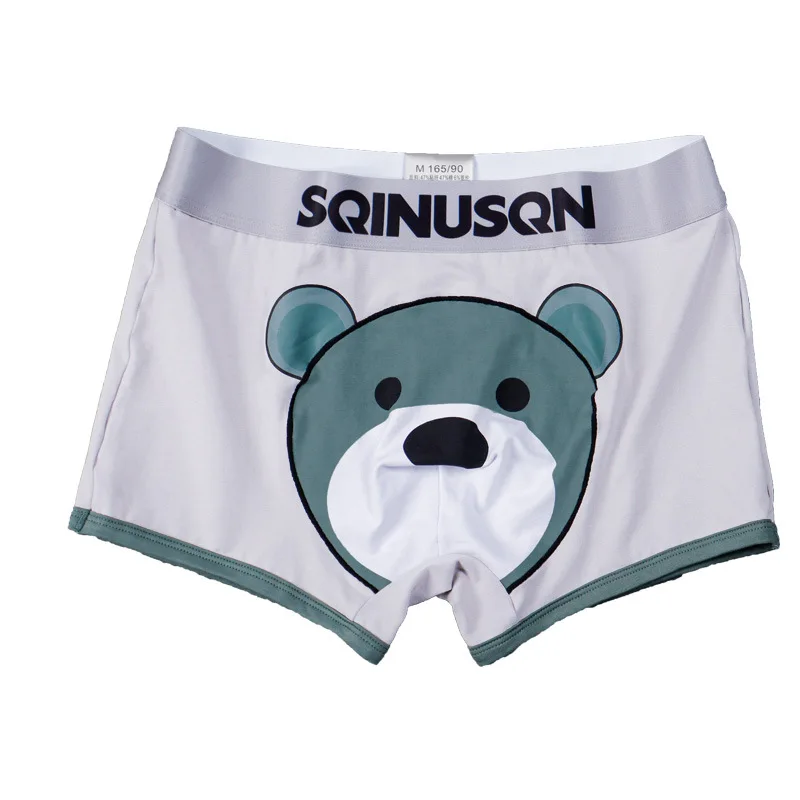 2PCS/LOT Cotton Men Breathable Comfortable Soft Print Brown Bear Cool Boys Underpants Underwear With Flat Bottom Boxers M ~ 3XL