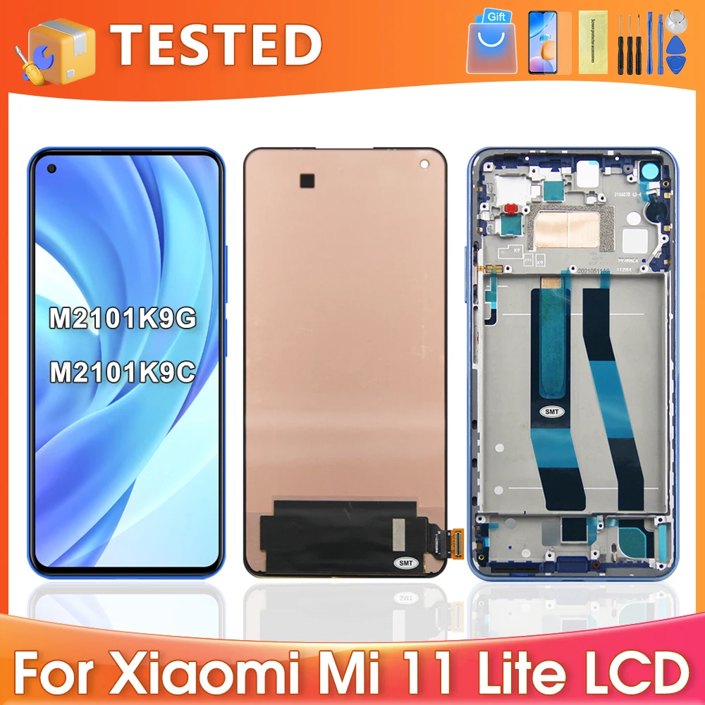 6.55''For Xiaomi Mi 11 Lite 5G For  Mi 11 Lite M2101K9G LCD Display Touch Screen Digitizer Assembly Replacement