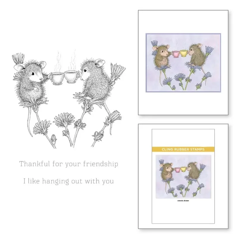 Nouveau Animal souris café thé timbres clairs pour bricolage fabrication papier carte de voeux artisanat Scrapbooking