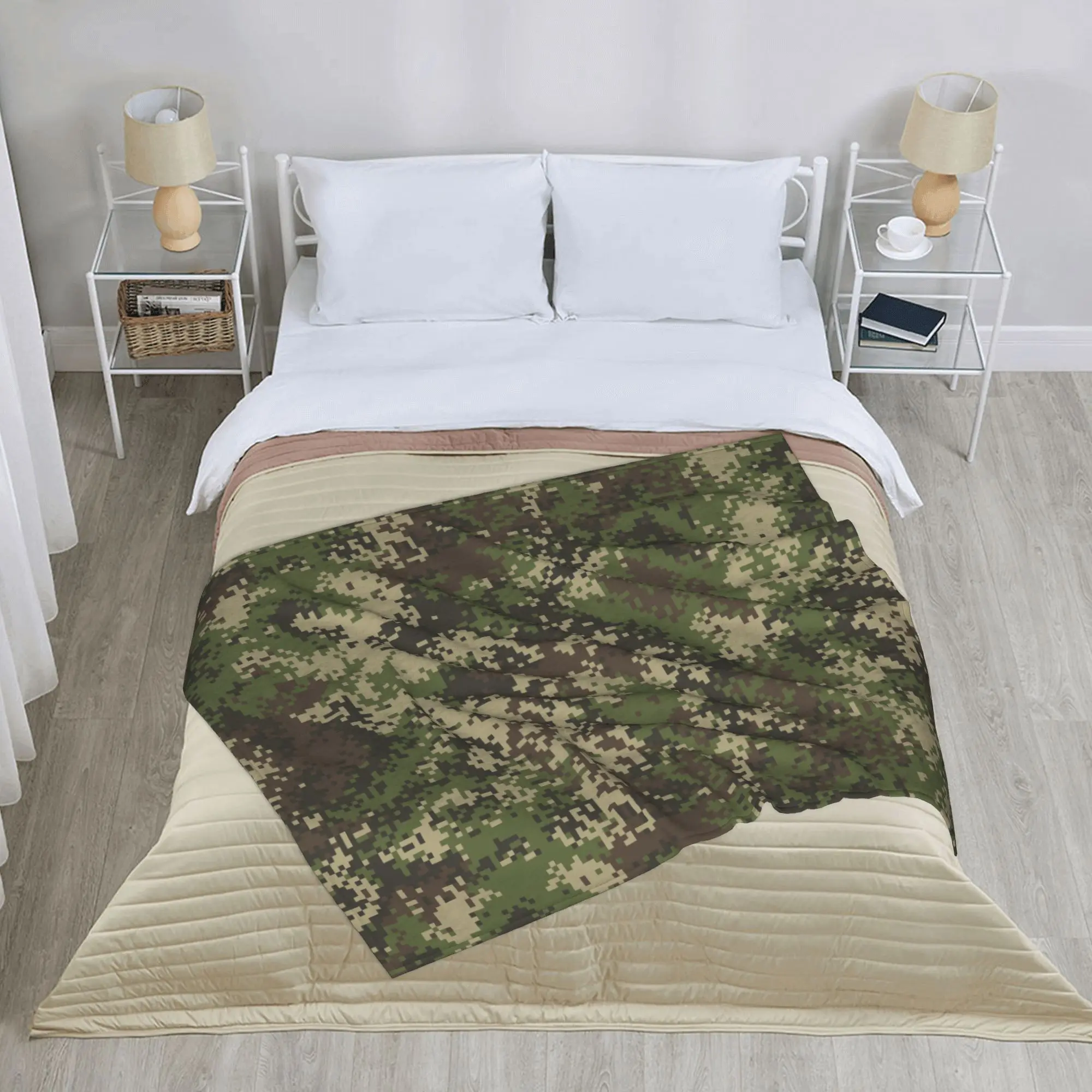 Camo Camouflage Blankets Fleece  Textile Decor  Ultra-Soft Throw Blanket for Sofa Plush Thin Quilt