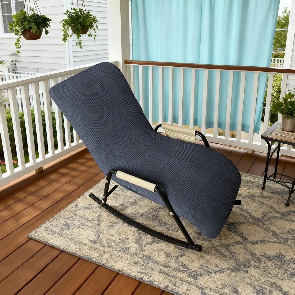 1PC Elastic Rocking Chair Covers Plaid Pattern Breathable Rocking Chair Slipcover Soft Polar Fleece Lounge Chair Cover
