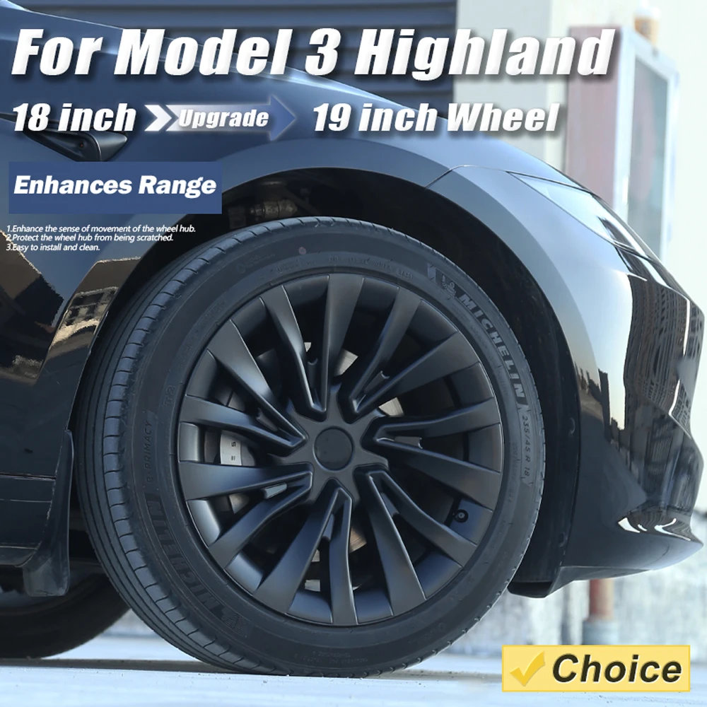 4PCS Radkappe 2025 für Tesla Modell 3 Highland 18 Zoll Leistung Photon Rad Abdeckung Ersatz Vollrand Auto Zubehör 2024