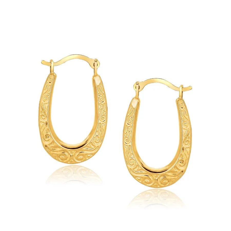 

10k Yellow Gold Fancy Oval Hoop Earrings
