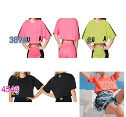 Fitness Dance Clothes Gymnastics Quick-drying Running Short-sleeved Loose plus size T-shirt Short Women's 389