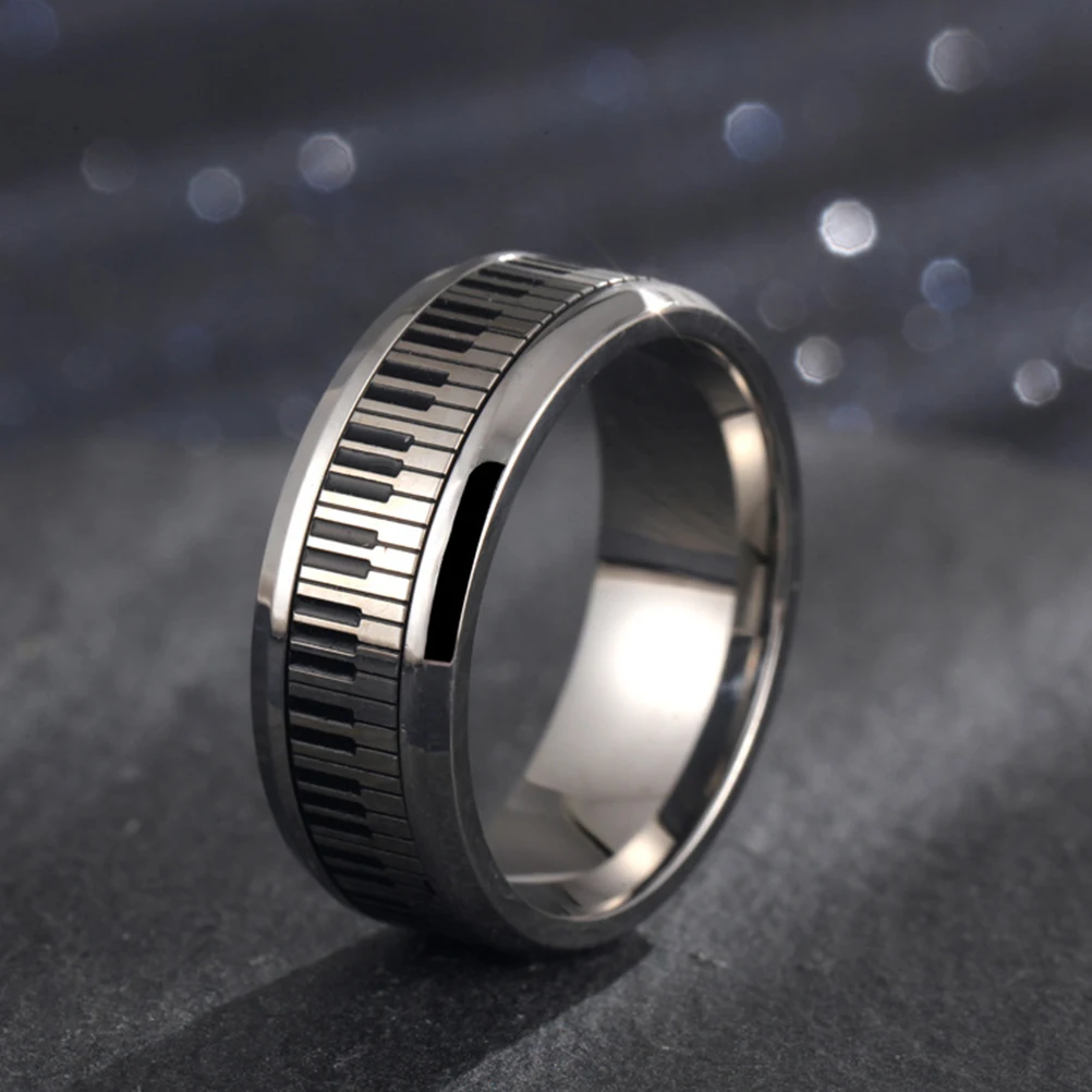 

Piano Keyboard Finger Stainless Steel Rotatable Ring Stress Relieving Tool Wedding Anniversary Gift Fashionable Decorative Metal