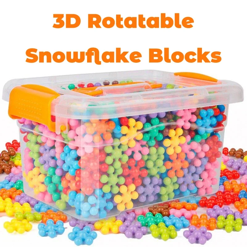 Building Blocks 3D Children Educational Toys Puzzles Rotating Snowflake Assembly Kindergarten Gift Game 3 4 5 6 Years Old