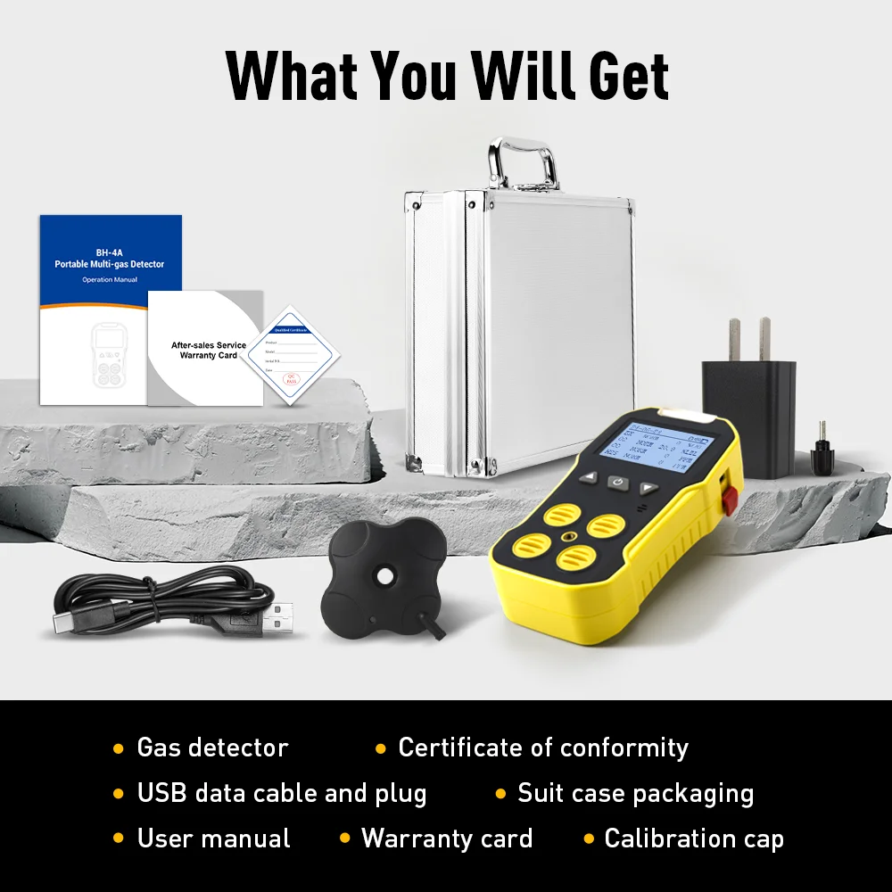For Portable 4-in-1 Gas Leak Detector Smart Industrial Analyzer for Ozone Oxygen Combustible Hydrogen
