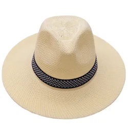 Wide Brim Straw Hat Leisure Summer Cap Fedora Travel Leisure Sun Hat for Women Men Simple Style Sombreros Para Mujer Para El Sol