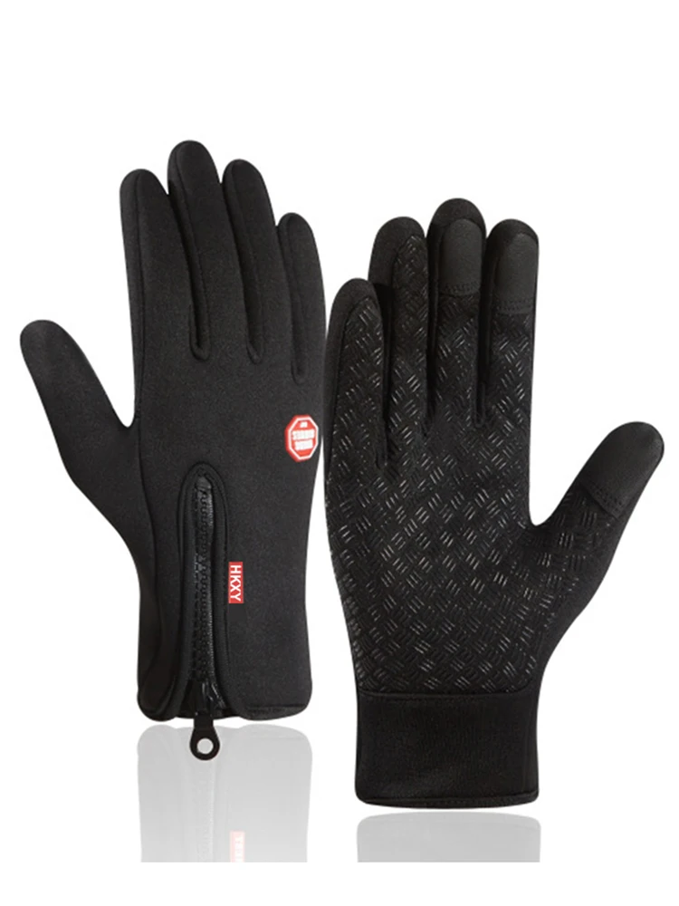 AliExpress NONE Thermal Motorcycle Gloves Cycling Unisex Winter Water Repellent Non Slip Outdoor Sport Driving Hiking Zipper Gloves Touch Screen