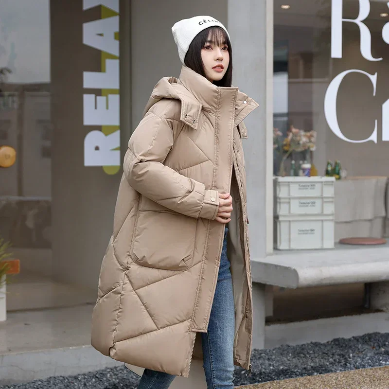 New Trend Korean Fashion Oversize Long Parkas Women Autumn Winter Ladies Elegant Cute Hooded Warm Coat Female Cheap Wholesale