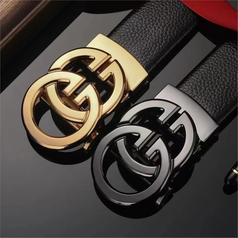 العلامة التجارية الفاخرة الشهيرة جلد طبيعي الذكور أحزمة رجال الأعمال أحزمة للسراويل الجينز حزام عالية الجودة المصممين مزدوجة G مشبك
