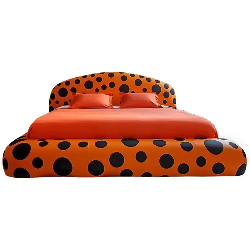 Master Bedroom Art Polka Dot Leather Art Double Wedding Bed Modern Queen Bed