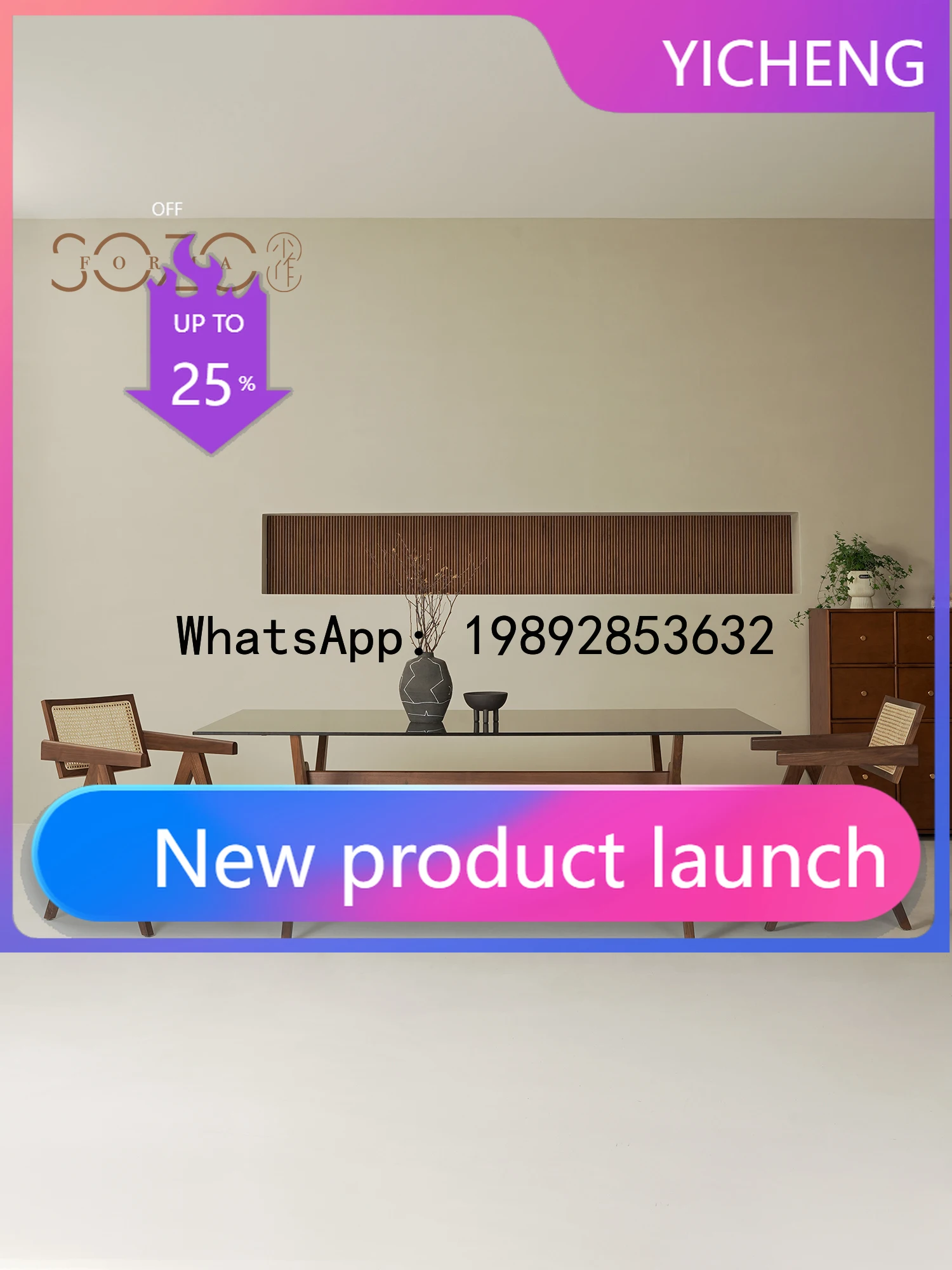 

X5 Medieval Style Walnut Wood Rectangular Tempered Glass Dining Table Creative