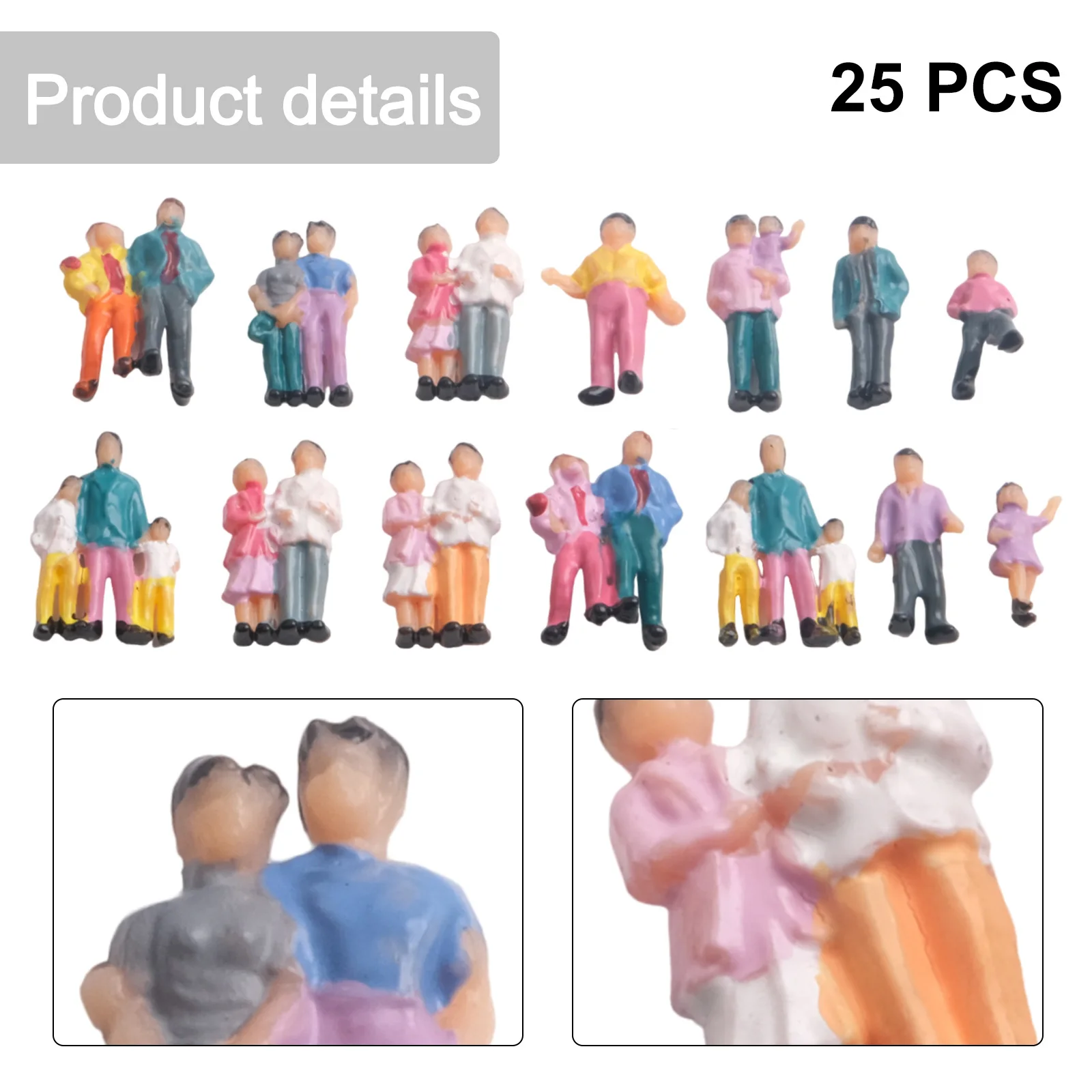 25Pcs Model Railway Painted Mixed People 1:87 Scale Train Railway Mixed Painted Figures Assorted Poses For Layout Toy