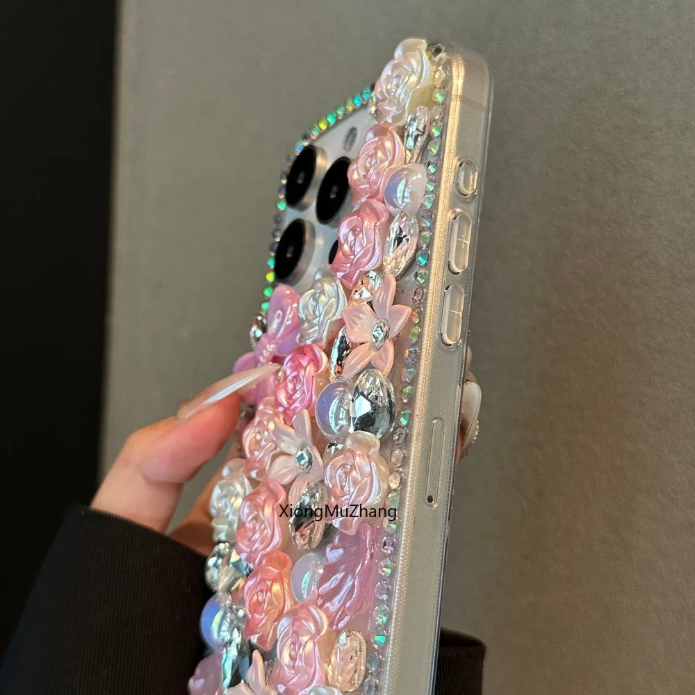 Luxury Bling Rhinestone Flowers Case for Iphone 15 13 14 Pro Max 12 Mini 11 Pro Max 7 8 Plus XS Max Diamond Crystal Woman Cover