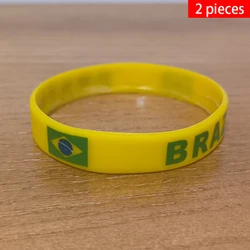 2pcs Brazil National Flags Wristbands Sports Silicone Bracelet Men Women Rubber Band Patriotic Commemorative Fashion Accessory