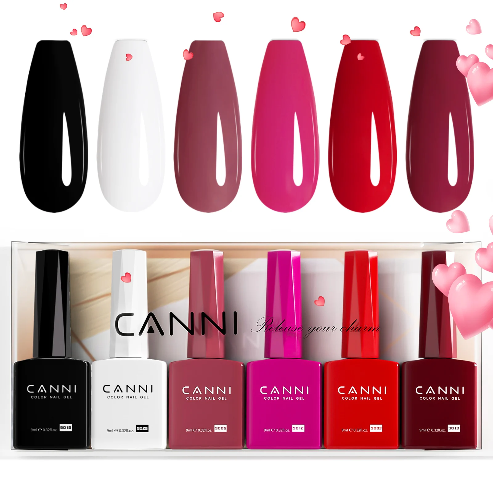 CANNI 6pcs/Lot HEMA FREE Gel Polish Colors Permanent Nail Varnish Set Long Lasting Manicure Base Top Coat Classic trio Kit-2301