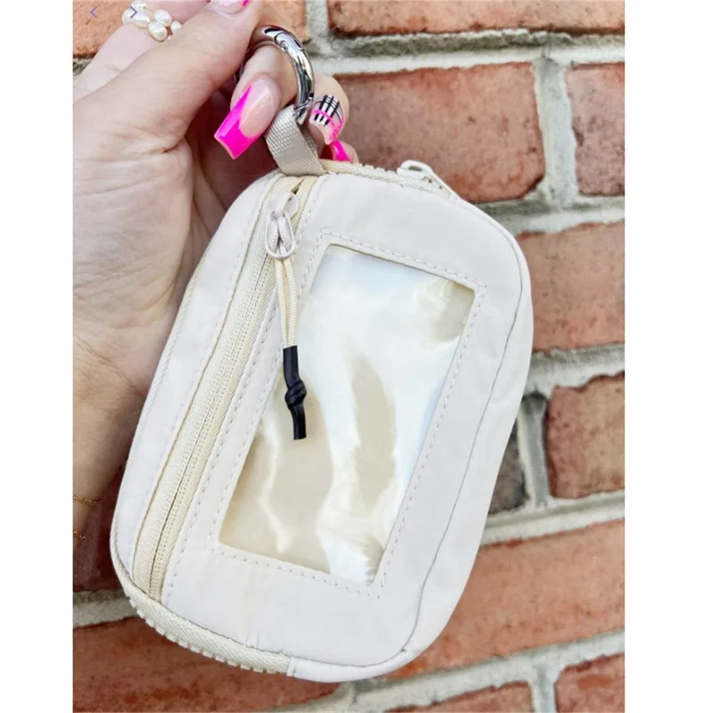 

1PCS Nylon Coin Purse With Keyring For Girls Cute Small Wallet ID Card Holder Business Card Purse Small Wallet ID Card Holder